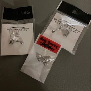 Belly barbells 14G dangle piercings